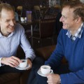 Roger and Mark chatting in the Oban Chocolate Factory