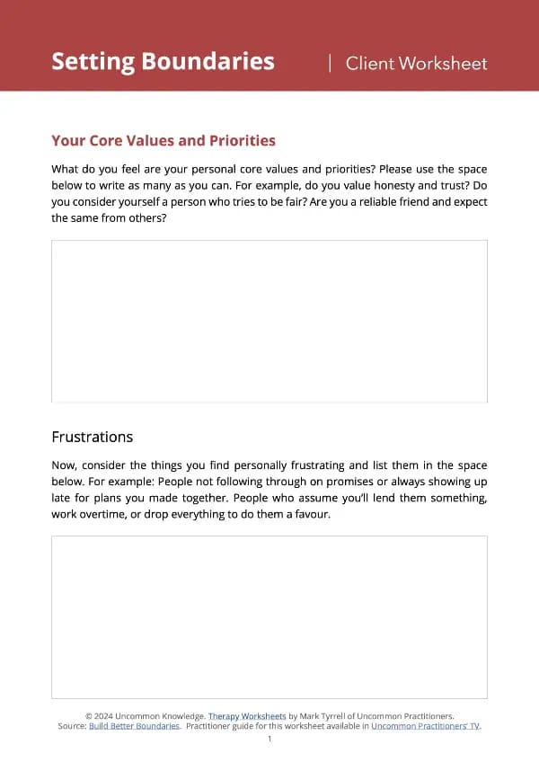 Setting Boundaries worksheet cover image